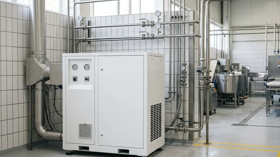 Compressor isento de óleo em indústria de alimentos